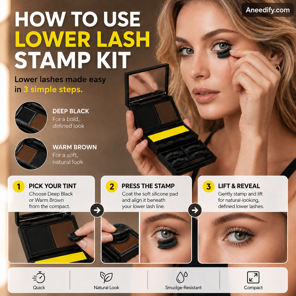 3-in-1 Quick Eye Makeup Stamp Set—Easily Create Lower Eyelid Makeup Looks