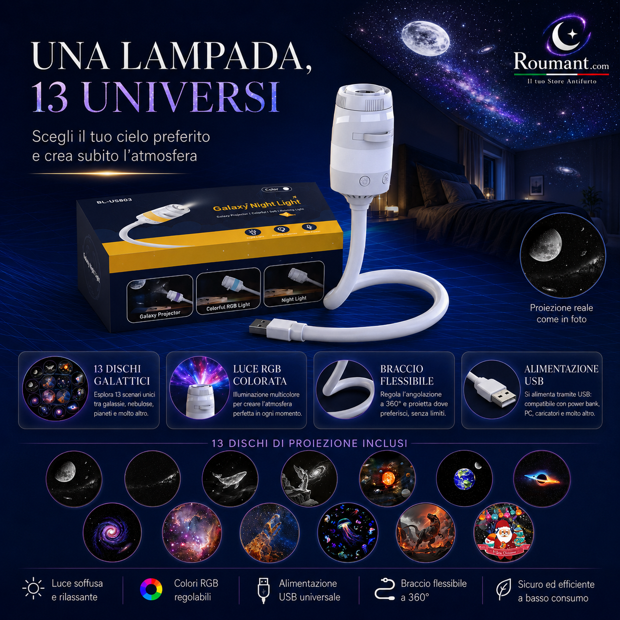 🌌✨� 50% RABATT! USB-Lampe mit Sternenhimmel-Projektion – Farbwechsel, dimmbar & tragbar – Perfekt für Kinderzimmer, Schlafzimmer & gemütliche Abende ✨