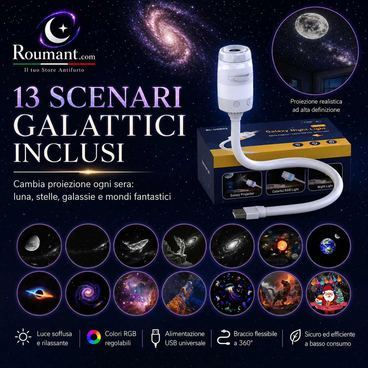 🌌✨� 50% RABATT! USB-Lampe mit Sternenhimmel-Projektion – Farbwechsel, dimmbar & tragbar – Perfekt für Kinderzimmer, Schlafzimmer & gemütliche Abende ✨