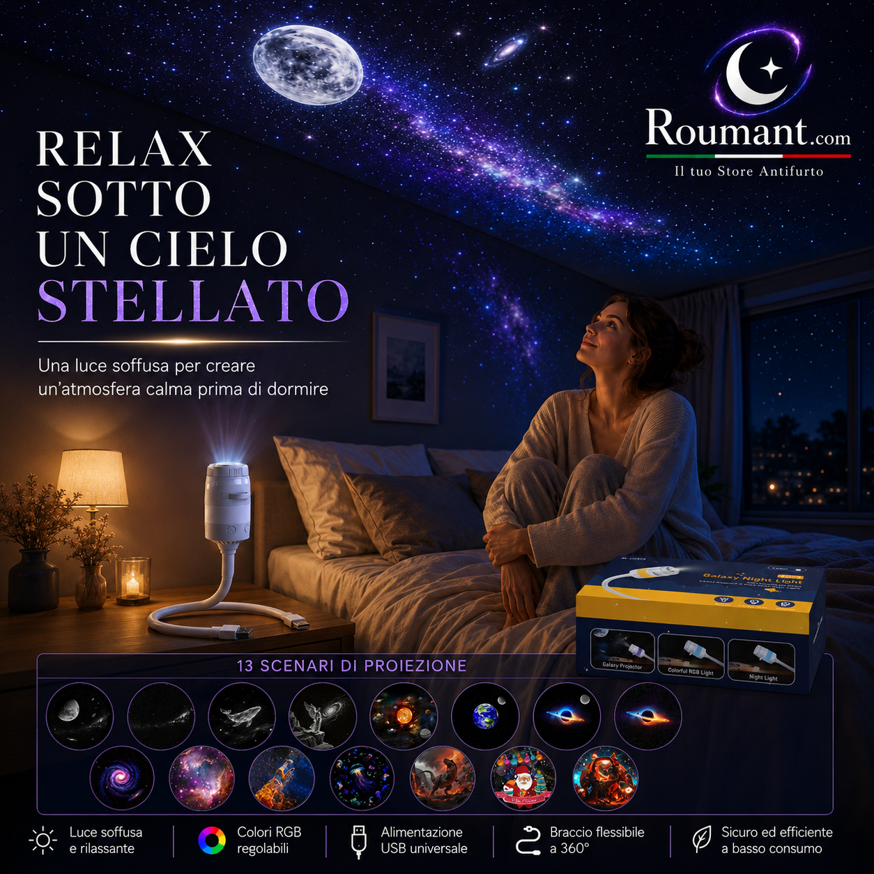 🌌✨� 50% RABATT! USB-Lampe mit Sternenhimmel-Projektion – Farbwechsel, dimmbar & tragbar – Perfekt für Kinderzimmer, Schlafzimmer & gemütliche Abende ✨