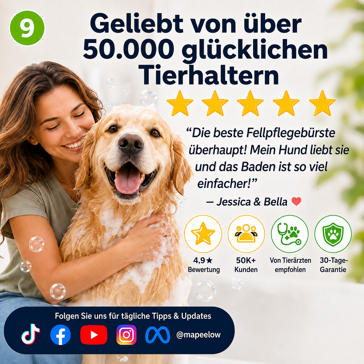 📢📢50 % RABATT!! ⏰Tierbadbürste mit langem Griff und Shampoo-Spender
