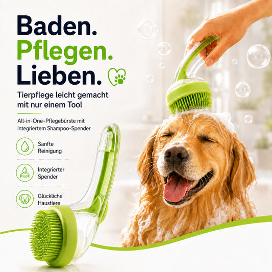 📢📢50 % RABATT!! ⏰Tierbadbürste mit langem Griff und Shampoo-Spender