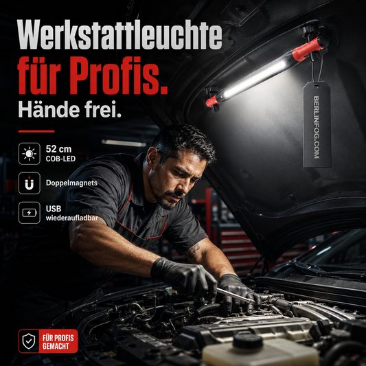💡📢 50% RABATT! Wiederaufladbare Werkstattleuchte – 3000 LM, IPX4 wassergeschützt & 360° Haken 🔧✨