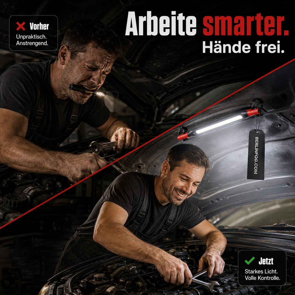 💡📢 50% RABATT! Wiederaufladbare Werkstattleuchte – 3000 LM, IPX4 wassergeschützt & 360° Haken 🔧✨