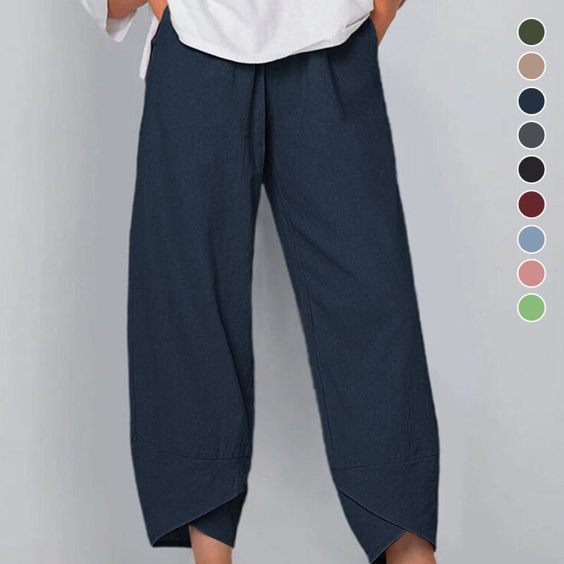 👖Jetzt 50 % Rabatt!✨Vintage-Hose mit asymmetrischem Gummibund und Taschen – Einzigartiges Design, bequeme Passform und funktionaler Stil🌸