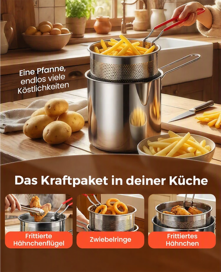 🥳HEISSER SALE 2026🥳💞50.000+ VERKAUFT!👵❤️ Multifunktionale Fritteuse aus Edelstahl 304