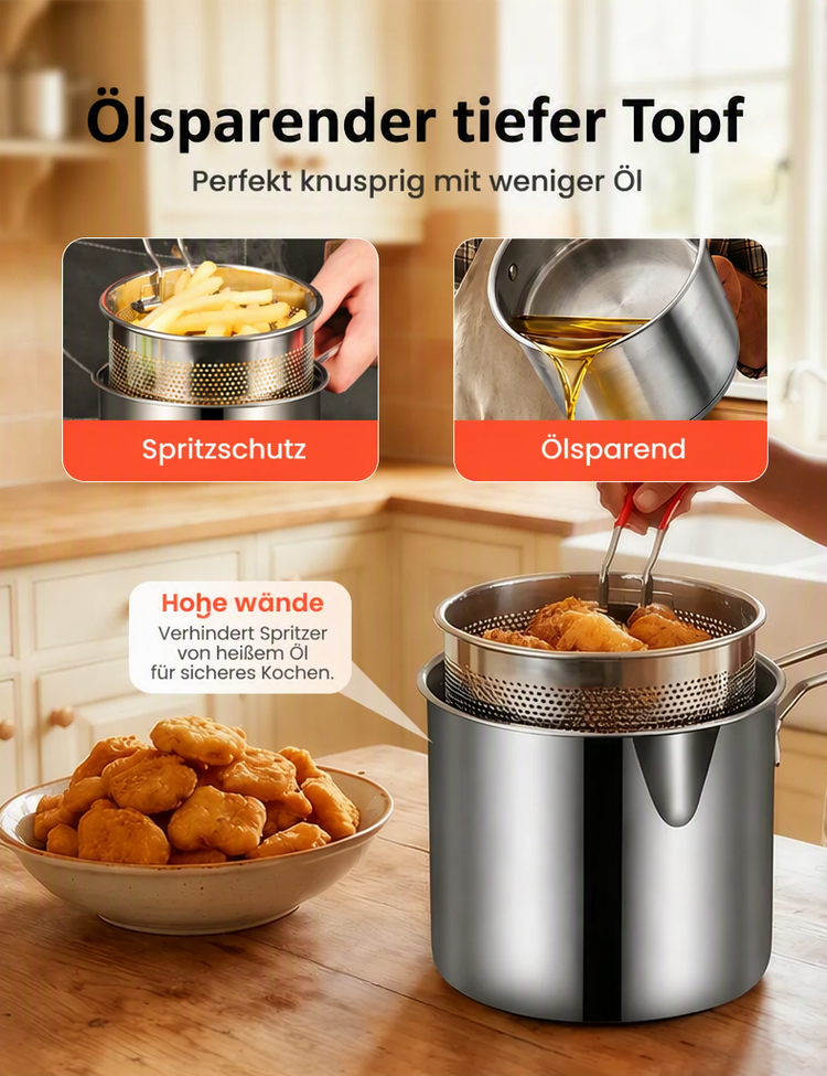 🥳HEISSER SALE 2026🥳💞50.000+ VERKAUFT!👵❤️ Multifunktionale Fritteuse aus Edelstahl 304