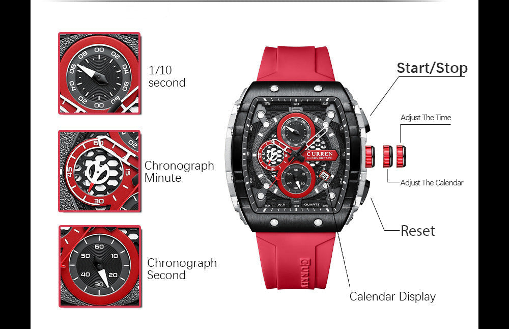 ⌚️🌈 Cyberpunk Futuristischer Stil – Multifunktionale Quarzuhr für Männer – Neon-Details, Luminous, Edelstahl