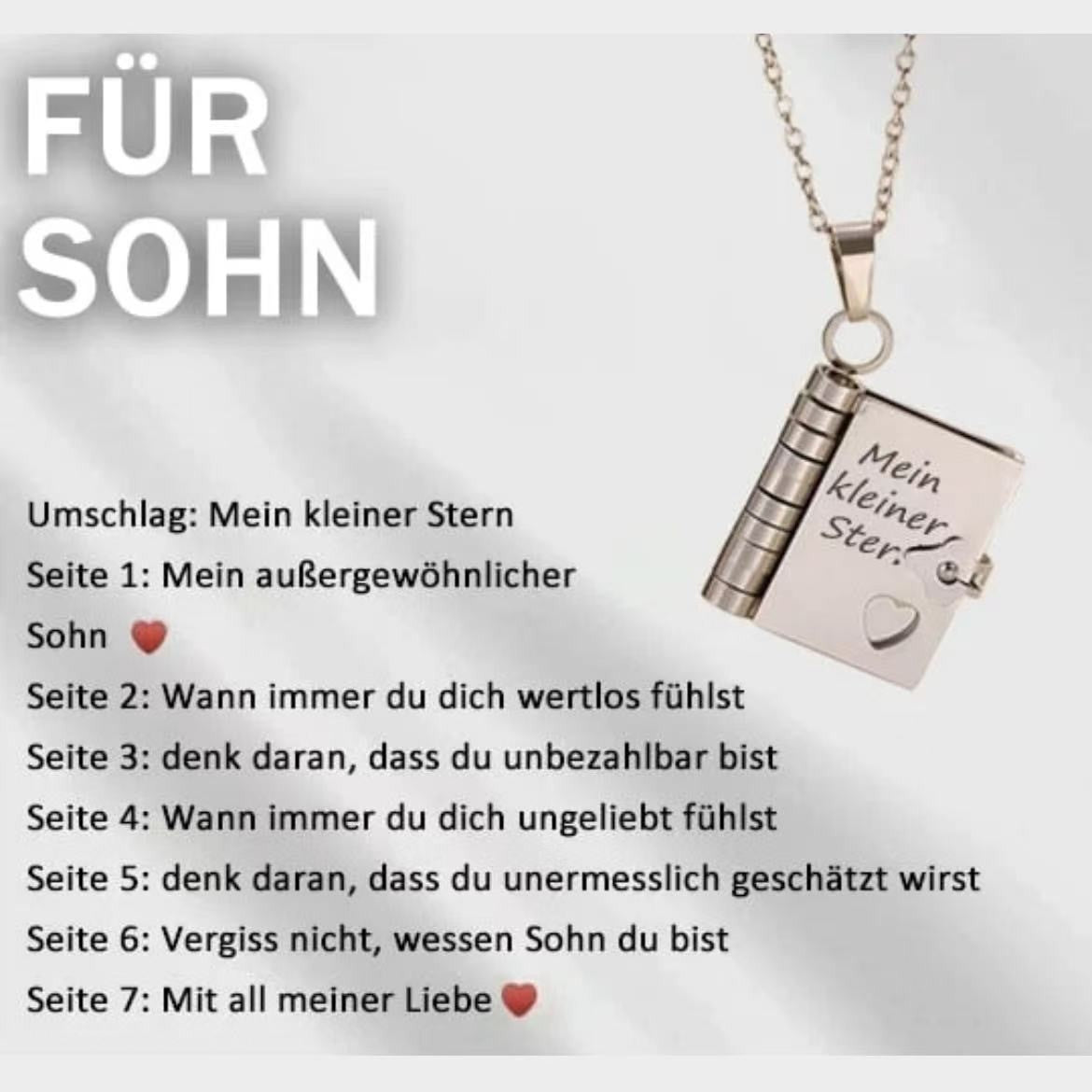 💖📖 50% RABATT! Herz-Buch-Halskette Aufklappbar – Besonderes Geschenk für Familie & Liebste ✨