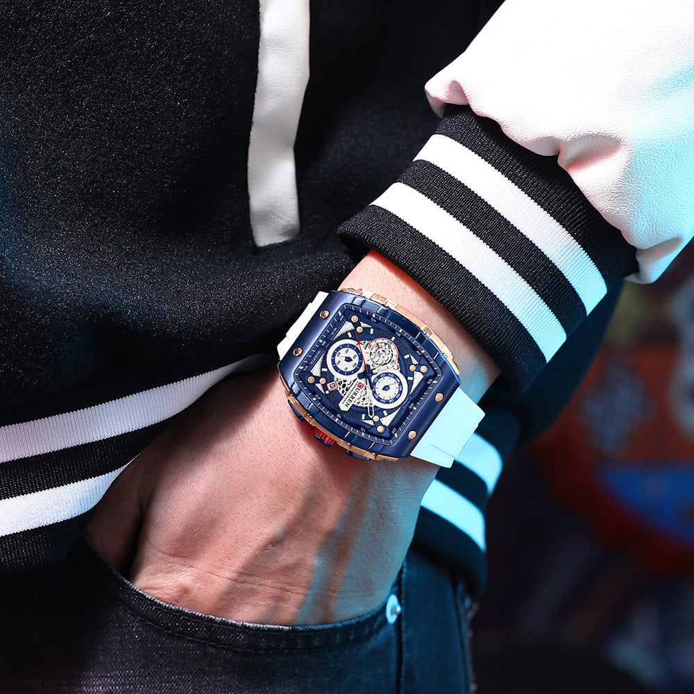 ⌚️🌈 Cyberpunk Futuristischer Stil – Multifunktionale Quarzuhr für Männer – Neon-Details, Luminous, Edelstahl