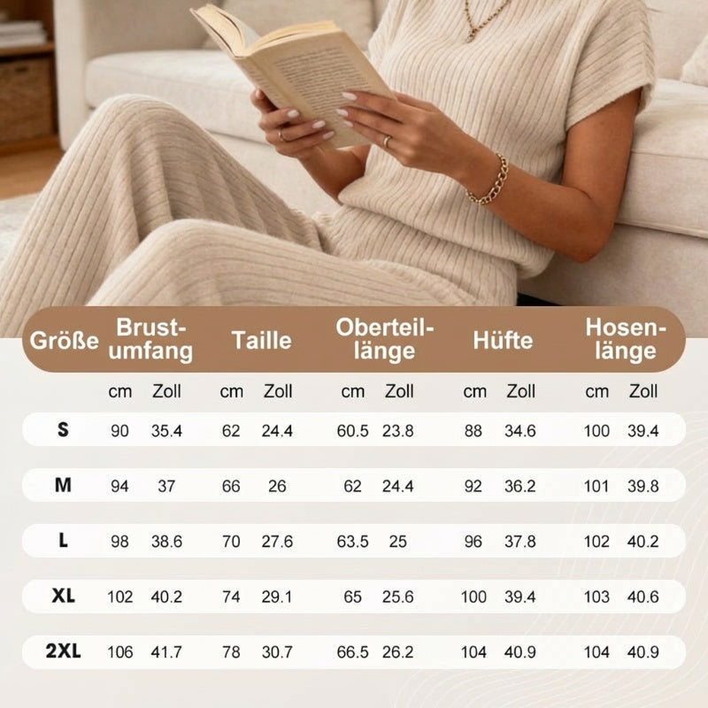 🔥 Jetzt 50% Rabatt! Damen Zweiteiler aus Rippstrick – Oberteil & Weite Hose für Sofort-Look