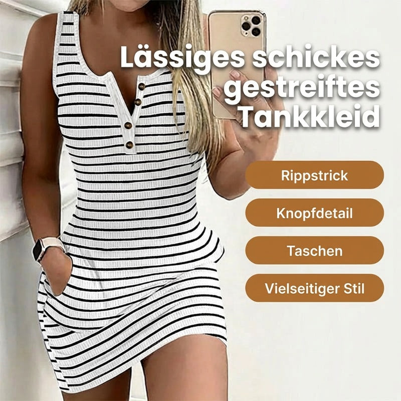 👗⚡ SOMRERANGEBOT – 50% RABATT! Figurbetontes, gestreiftes Tankkleid für Damen – Lässig, atmungsaktiv & perfekt für heiße Tage ☀️