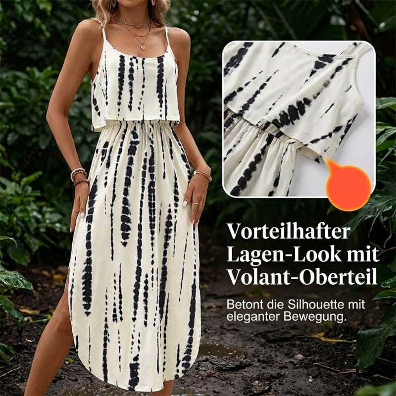 👗🌸 Damen-Midikleid in Batik-Optik mit Spaghettiträgern – 50% RABATT! Boho-Chic, leicht & perfekt für Sommer, Strand oder festliche Anlässe 🏖️