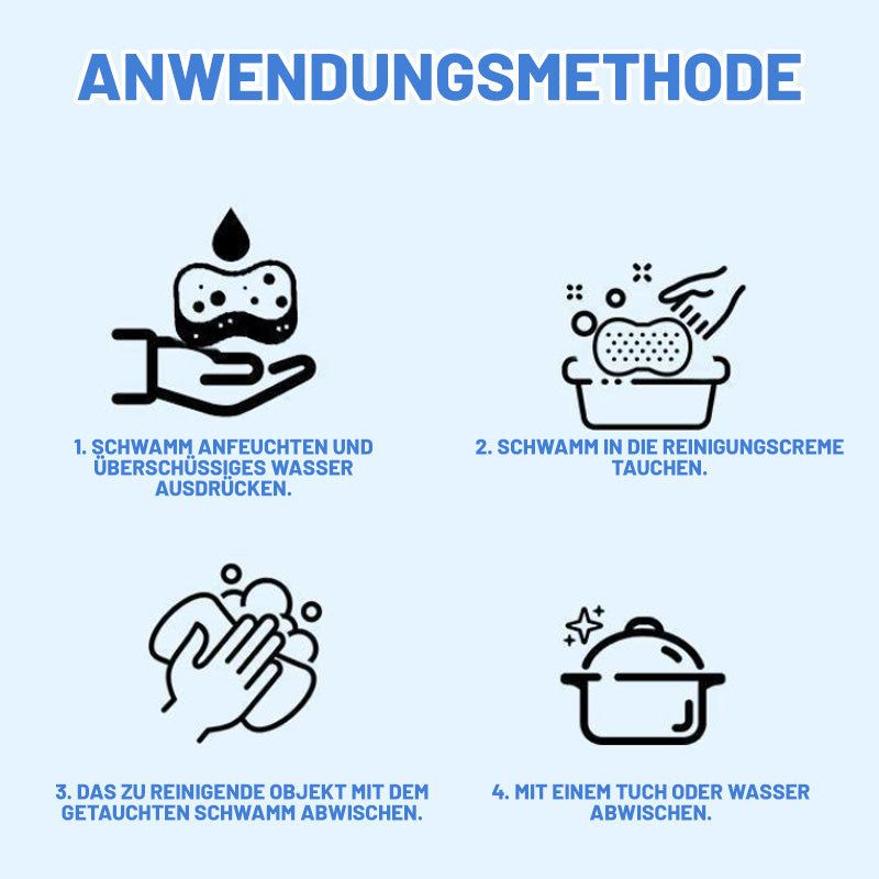 🧼 NEU! ✨ Multifunktionale und effiziente Reinigungspaste – Kostenloser Schwamm inklusive – Für Küche, Bad, Grill & mehr – Entfernt hartnäckige Verschmutzungen ohne Kratzer – Einfach auftragen, abwischen, staunen 🏠