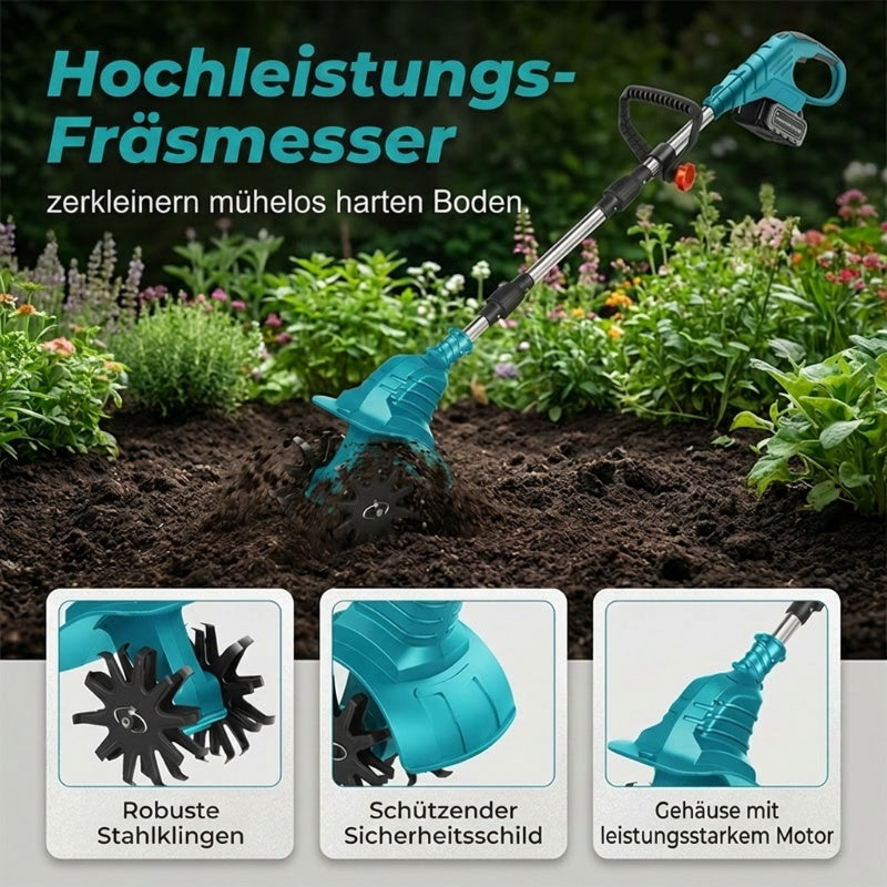 ⏰ LETZTER AKTIONSTAG – 50% RABATT! Kabellose elektrische Gartenfräse und Kultivator – Akkubetrieben, leicht & leistungsstark für Beetvorbereitung und Unkrautentfernung 🌱⚡
