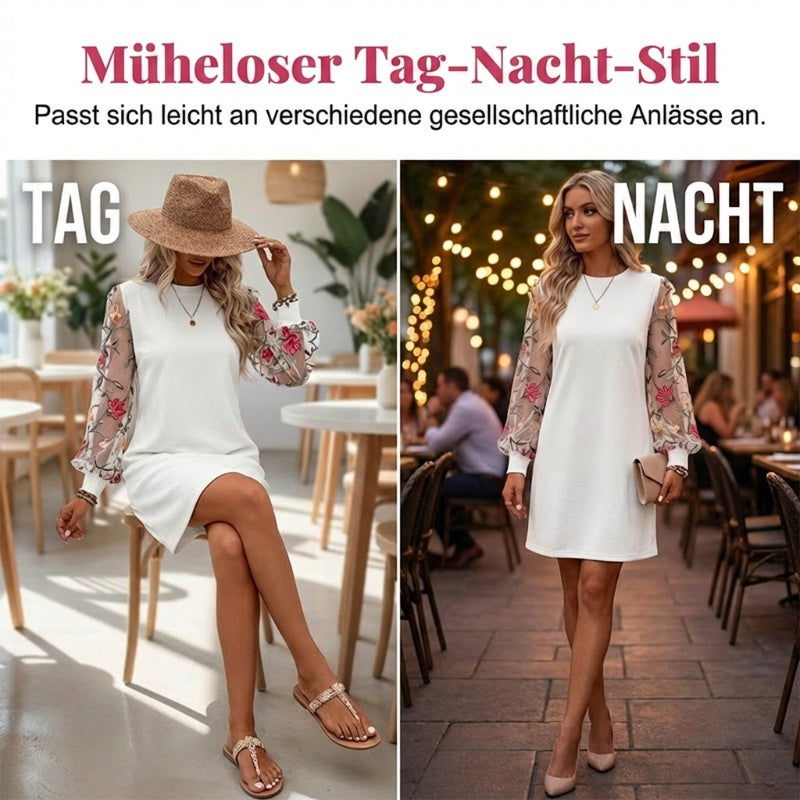 👗✨ Damenkleid mit floralen Stickereien und Mesh-Ärmeln – 50% RABATT! Romantisch, luftig & perfekt für Frühling und Sommer 🌸