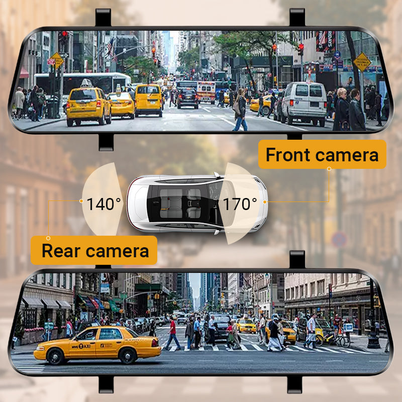 10-Zoll-Rückfahrkamera & Dashcam mit vollem Touchscreen – 1296P HD-Nachtsicht, Dual-Objektiv – ideal für sicheres Fahren & Parken🚗📹
