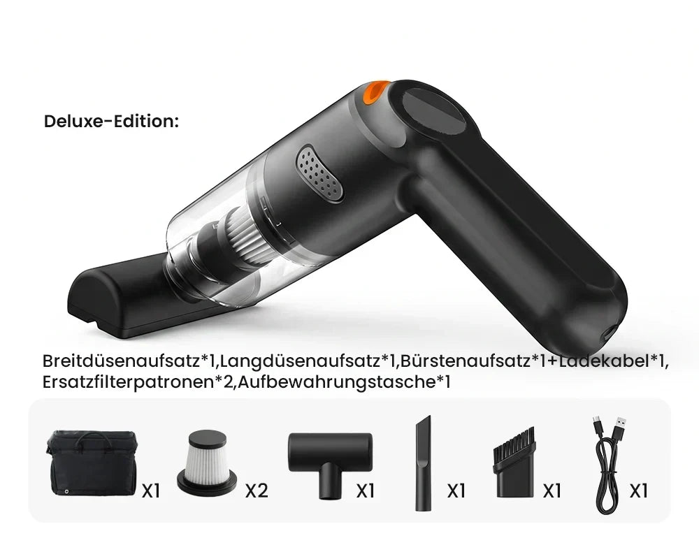 ⏳Zeitlich begrenztes Sonderangebot⏰ Kabelloser Handstaubsauger – 10000 Pa, 120 W, 400 g. 4000-mAh-Akku, 30 Min. Laufzeit. Waschbarer HEPA-Filter. Inkl. Bürste & Breitmauldüse. Weiß/Schwarz/Dunkelgrün ⚡