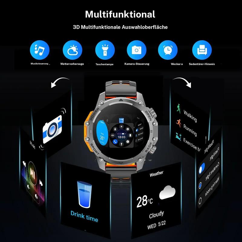 ⌚🔥 50% RABATT! 1,52″ HD Smartwatch Herren – Anruf, Musik, IP68 wasserdicht & lange Akkulaufzeit ✨