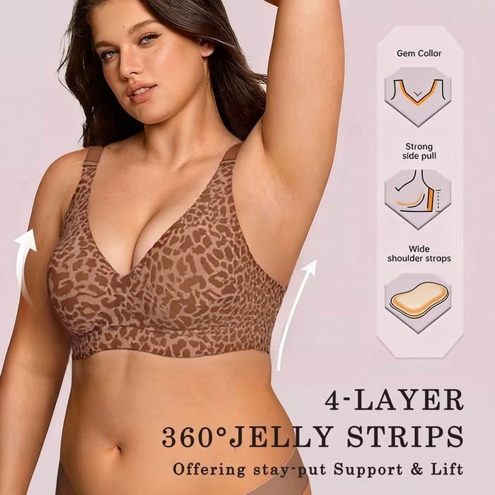 👙🐆 50% RABATT! Damen Bügelfreier BH mit Leopardenmuster – 3D-Halt, Memory-Foam & Formgebung | M–5XL ✨
