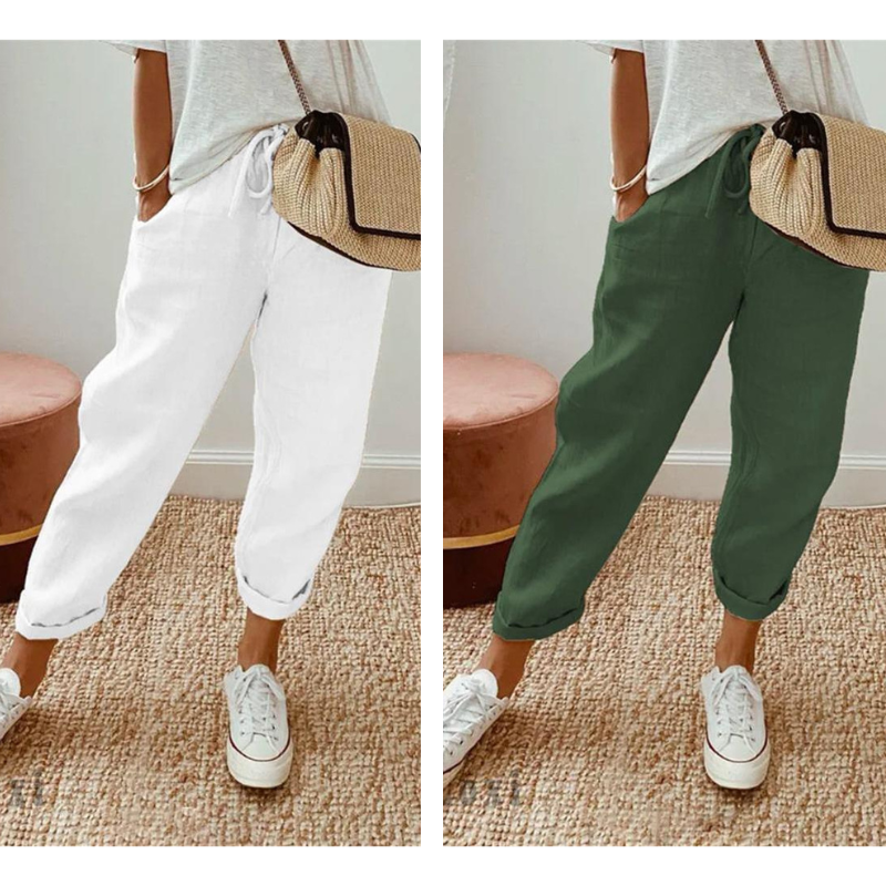 👖💕 50% RABATT! Damen Baumwoll-Leinenhose mit elastischem Bund – Lässig, bequem & atmungsaktiv! ✨