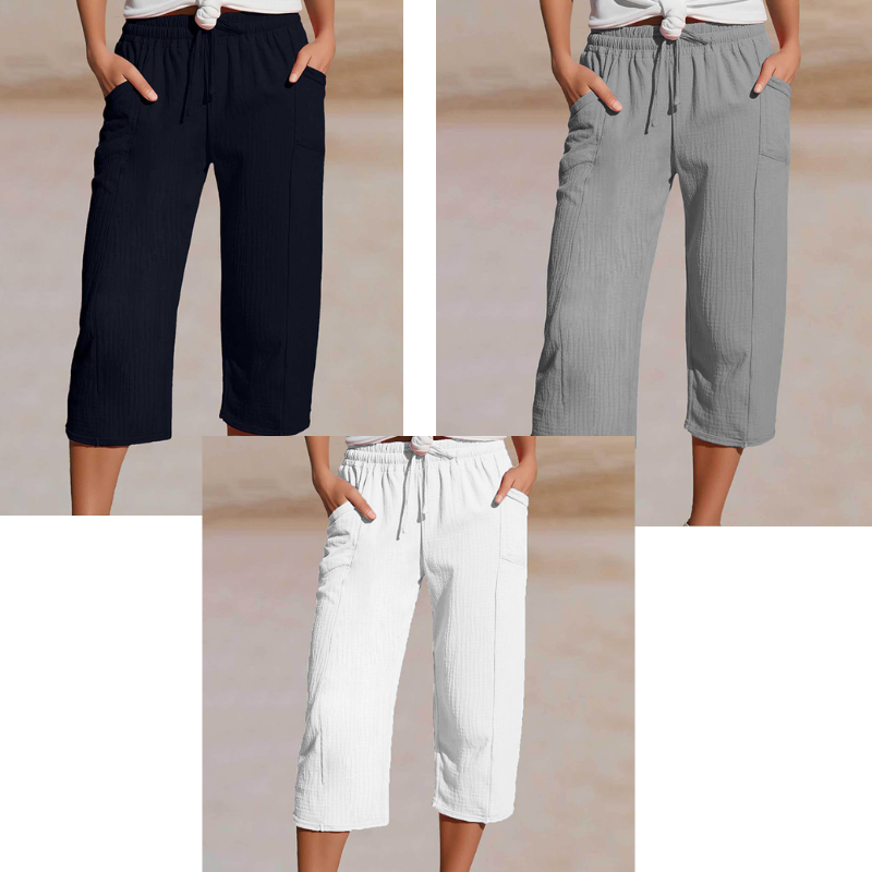 👖✨ Leichte Damen-Capri mit Falten & verstellbarem Bund – 50% RABATT! Premium-Qualität für den Alltag