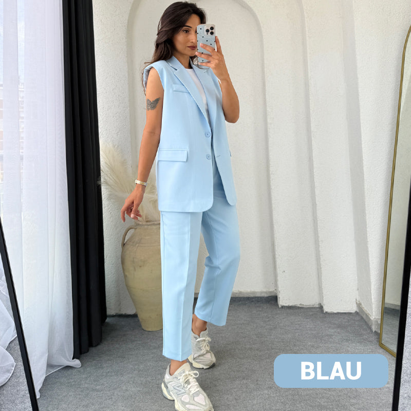 👔💖 50% RABATT! Stilvolles Set aus ärmellosem Blazer und hoch taillierter Hose für Damen – Modern, elegant & perfekt für Büro oder festliche Anlässe ✨