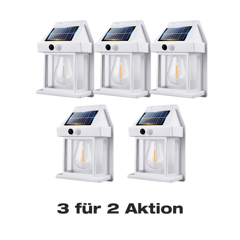 ⏳Zeitlich begrenztes Angebot⏳ Solar-Wandleuchte mit Bewegungsmelder – warmweißes Licht im Laternenstil, 3 Modi, Schwarz oder Weiß