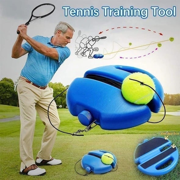 📢📢40% RABATT !!⏰🎾 Tragbarer Tennistrainer mit befüllbarem Sockel für Einzeltraining & Familie