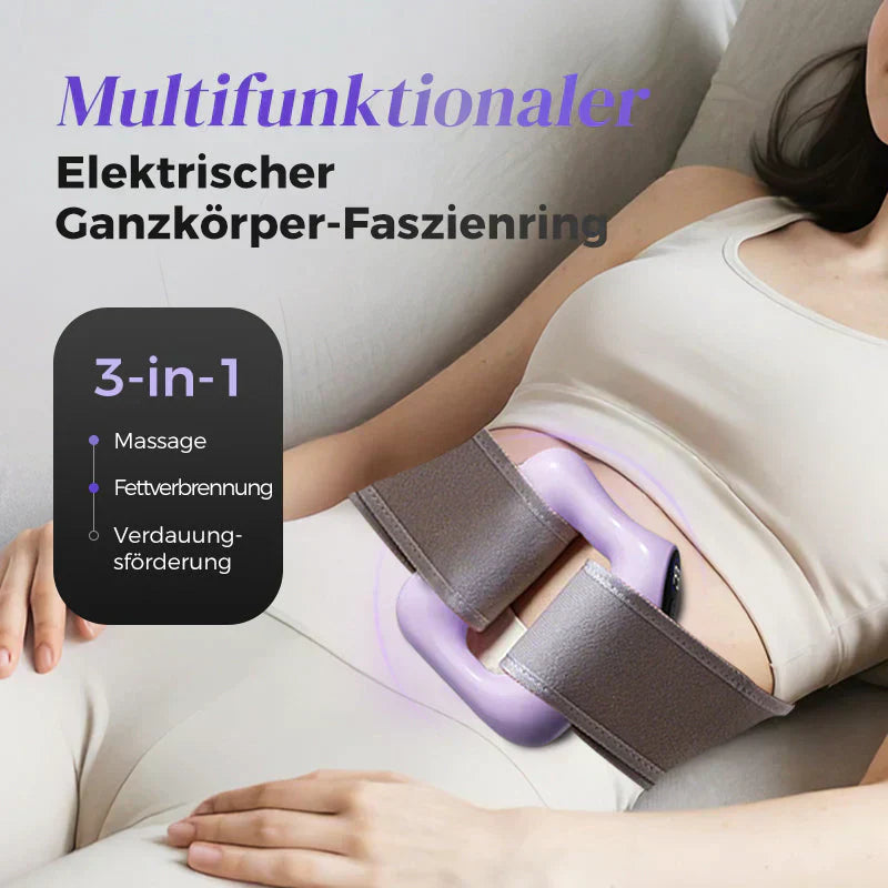 ⏰ Nur noch heute 50% Rabatt! 🟣 3-in-1 Multifunktionaler elektrischer Faszienring mit verstellbarem Gurt, Massage, Fettabbau & Verdauungsförderung für Bauch, Beine, Rücken & Schultern ✨