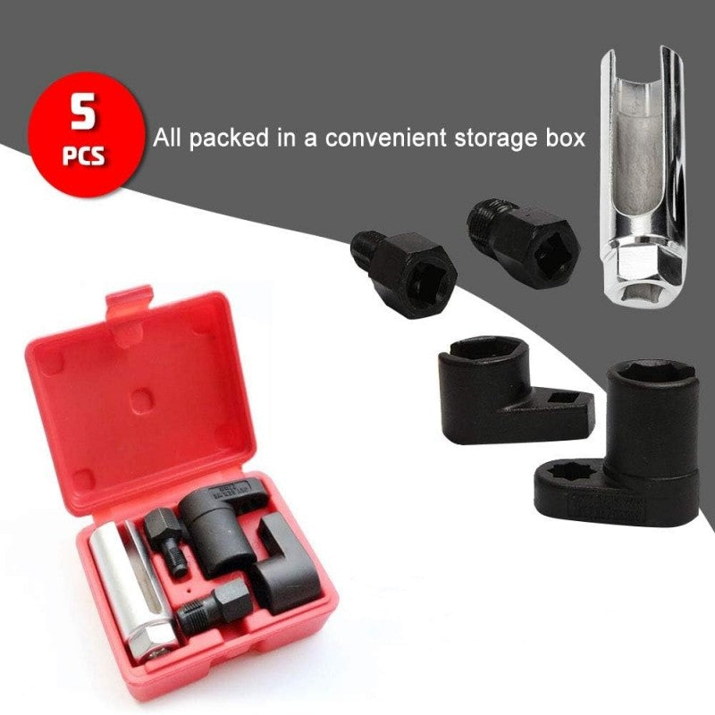 🔧📢 50% RABATT! 5-teiliger Satz Steckschlüssel zum Entfernen von Kfz-Sauerstoffsensoren – Präzises Werkzeug für Lambdasonde & Zündkerzen ✨