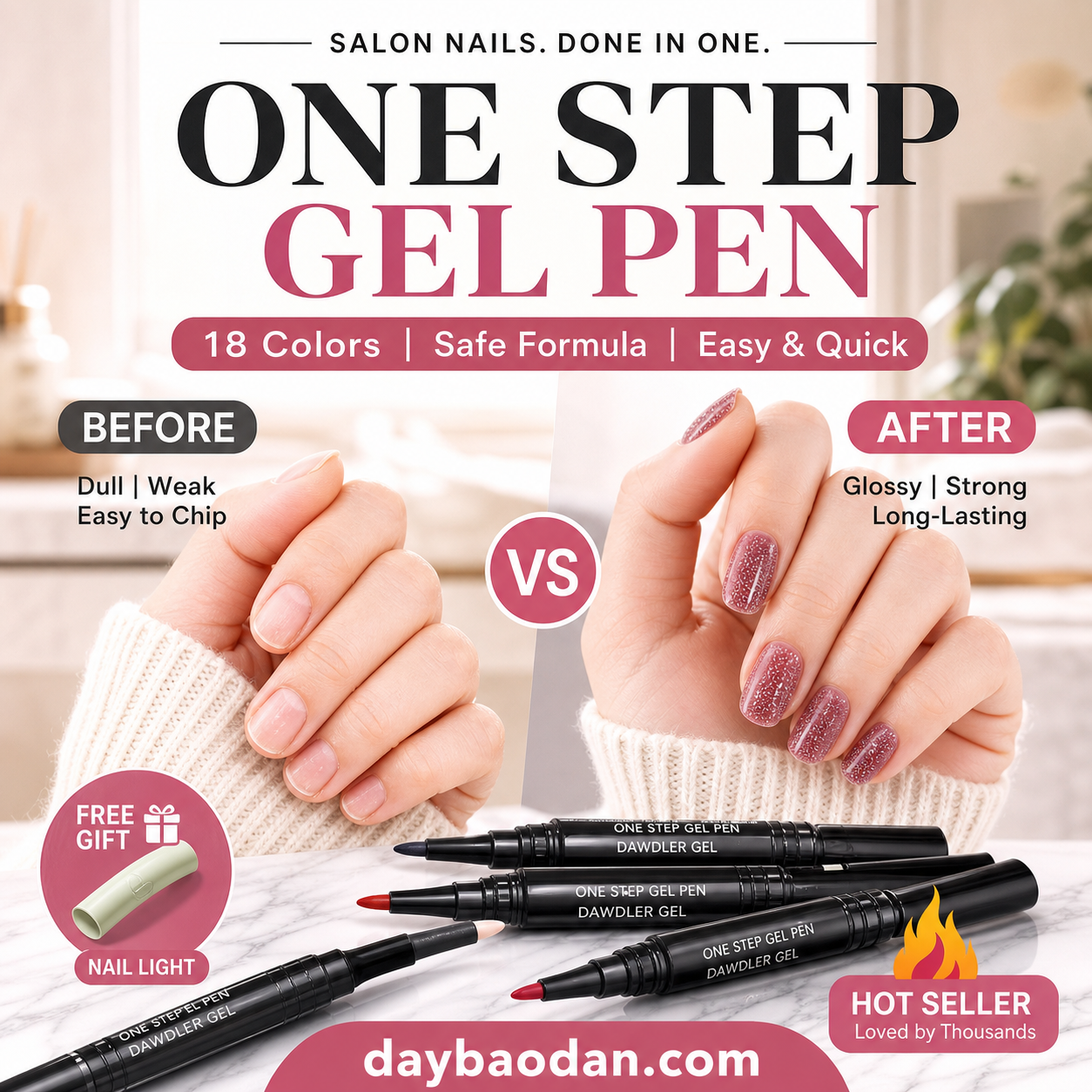 ⏳1 Kaufen, 1 Gratis ! ✨ Ein-Schritt-Nagellackstift • Gratis Mini-UV-Nagellampe
