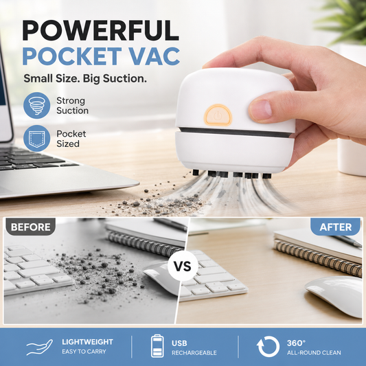🌀🔥 50% RABATT! Tragbarer Mini-Tischstaubsauger – USB-C aufladbar, kabellos & leise – Perfekt für Schreibtisch, Tastatur, Auto & Krümel im Handumdrehen ✨