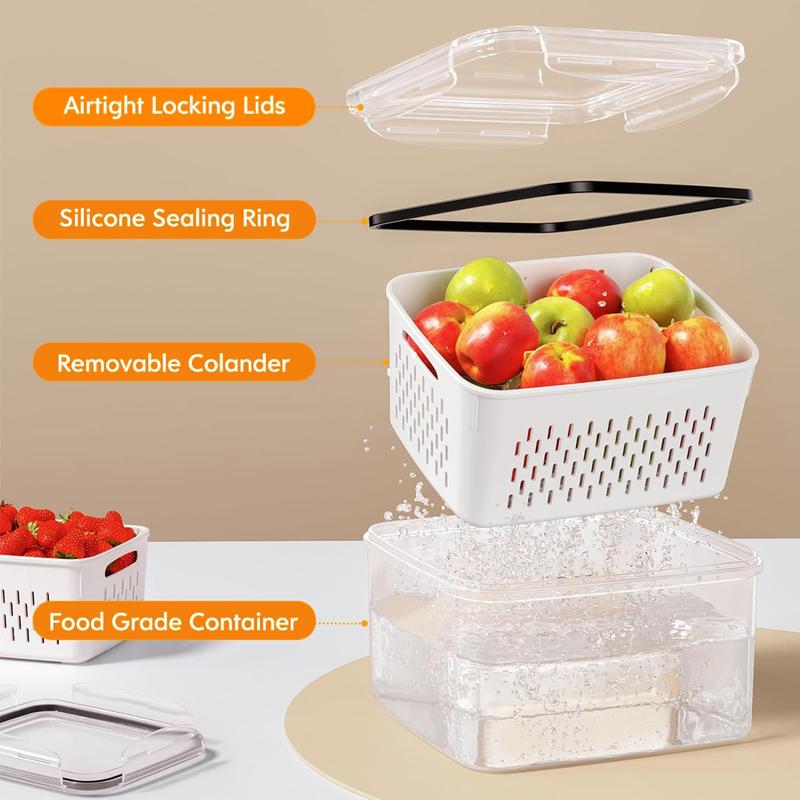 ✨50 % RABATT🍓✨ 3-teiliges Obstbehälter-Set – Herausnehmbares Sieb, auslaufsicher und stapelbar