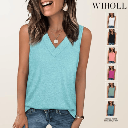 🎁Sommeraktion 50 % RABATT✨Ärmelloses, figurformendes Tanktop mit V-Ausschnitt und lockerer Passform für Damen