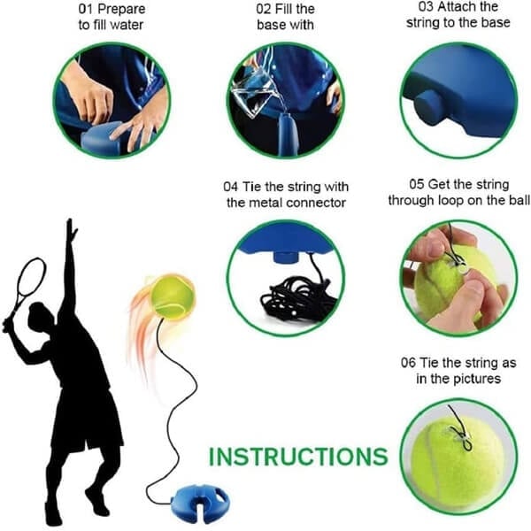 📢📢40% RABATT !!⏰🎾 Tragbarer Tennistrainer mit befüllbarem Sockel für Einzeltraining & Familie