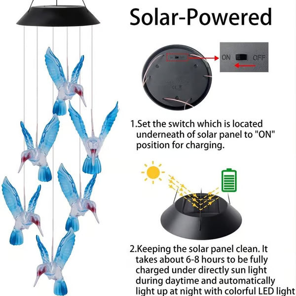 🦋✨ 50% RABATT! Kreative Solar-Windspiele mit Vogeldesign – Verschönern Sie Ihren Garten mit magischem Licht & sanftem Klingen ✨