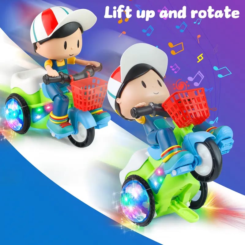 🛴 50 % RABATT!✨ Sorgt für tollen Spielspaß – Elektrisches Stunt‑Dreirad, Lichteffekt, strapazierfähig