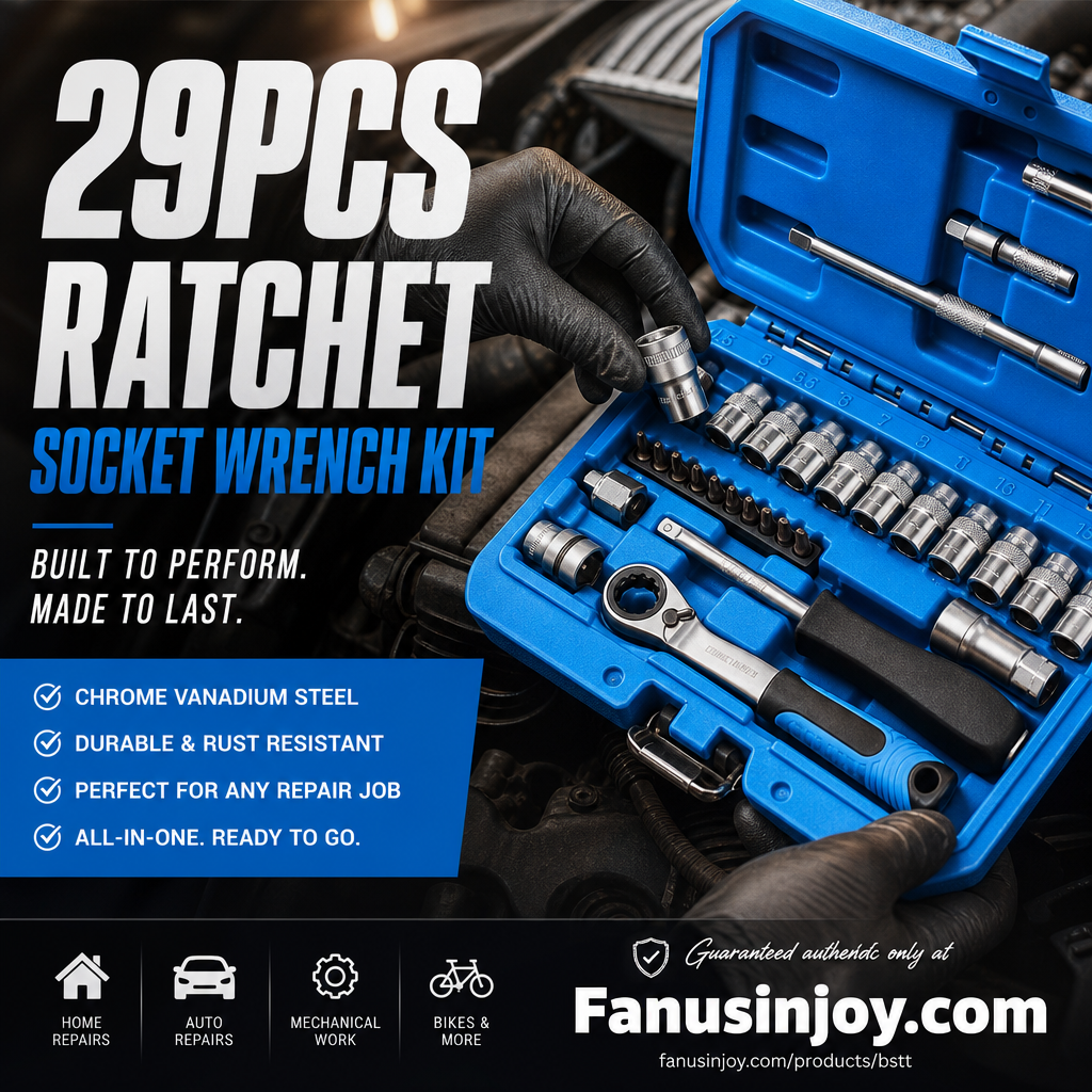 🛠️ 50% Rabatt – 29-teiliges Ratschen-Steckschlüssel-Set aus Chrom-Vanadium-Stahl, inkl. 11 Stecknüssen & 10 Bits, ideal für Auto & DIY