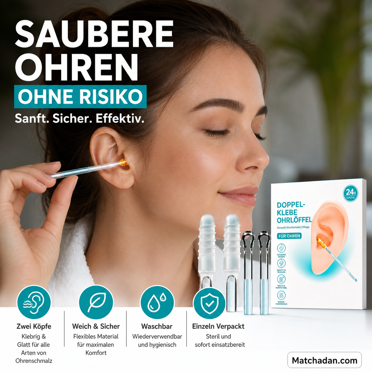 👂✨ 50% RABATT! Selbstklebendes Werkzeugset zum Entfernen von Ohrenschmalz – Sanft, hygienisch & ohne Wattestäbchen – Perfekt für die tägliche Ohrpflege zu Hause 💎