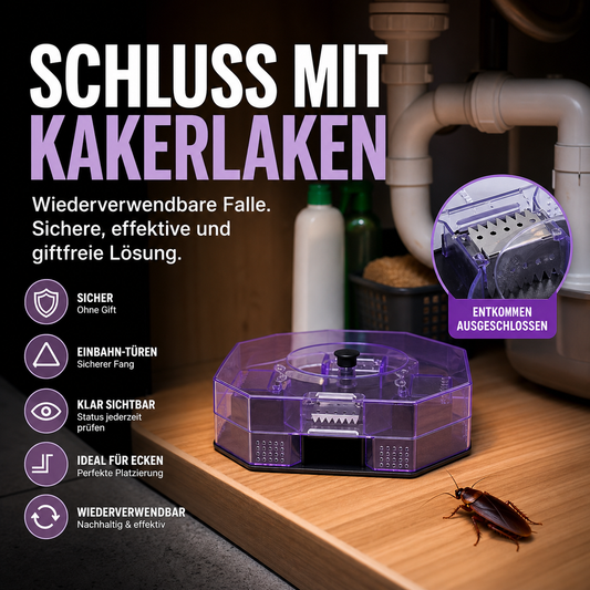 JETZT 50% RABATT! Hochwirksame, wiederverwendbare Kakerlakenfalle – Umweltfreundlich, sicher, leicht zu reinigen – Wiederverwendbarer Schädlingsfänger für den Haushalt ✨