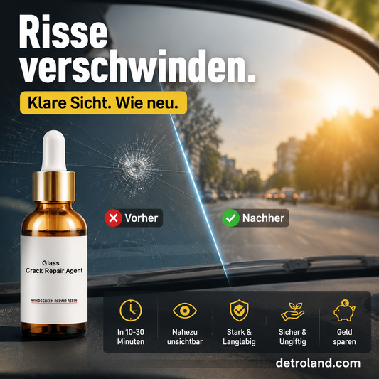 🔧 Glasriss Reparaturharz für Autoscheiben – Einfache Selbstverwendung, temperaturbeständig, klare unsichtbare Reparatur von Steinschlägen und Rissen