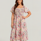 👗⏰ SOMMER HEISSER VERKAUF: 50% RABATT! Geblümtes Smock-Kleid mit eckigem Ausschnitt und Taschen – Bequem, verspielt & perfekt für warme Tage 🌸✨