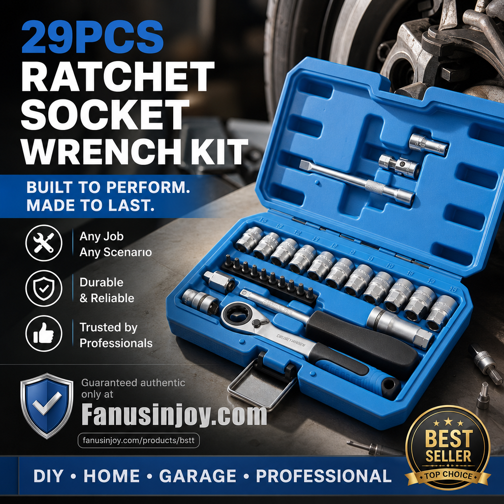 🛠️ 50% Rabatt – 29-teiliges Ratschen-Steckschlüssel-Set aus Chrom-Vanadium-Stahl, inkl. 11 Stecknüssen & 10 Bits, ideal für Auto & DIY