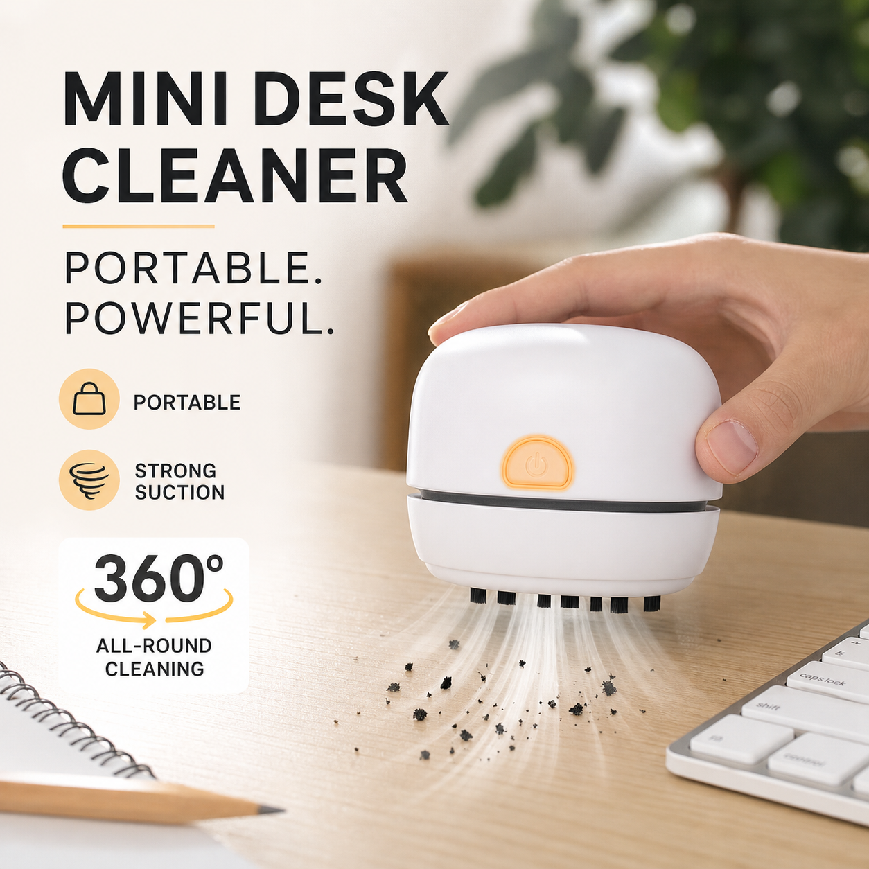🌀🔥 50% RABATT! Tragbarer Mini-Tischstaubsauger – USB-C aufladbar, kabellos & leise – Perfekt für Schreibtisch, Tastatur, Auto & Krümel im Handumdrehen ✨