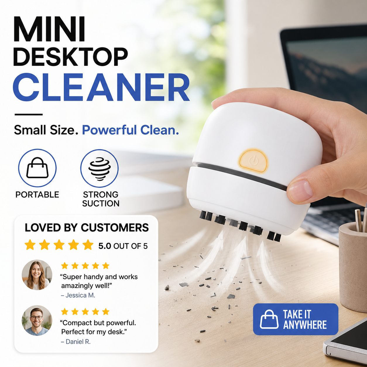 🌀🔥 50% RABATT! Tragbarer Mini-Tischstaubsauger – USB-C aufladbar, kabellos & leise – Perfekt für Schreibtisch, Tastatur, Auto & Krümel im Handumdrehen ✨