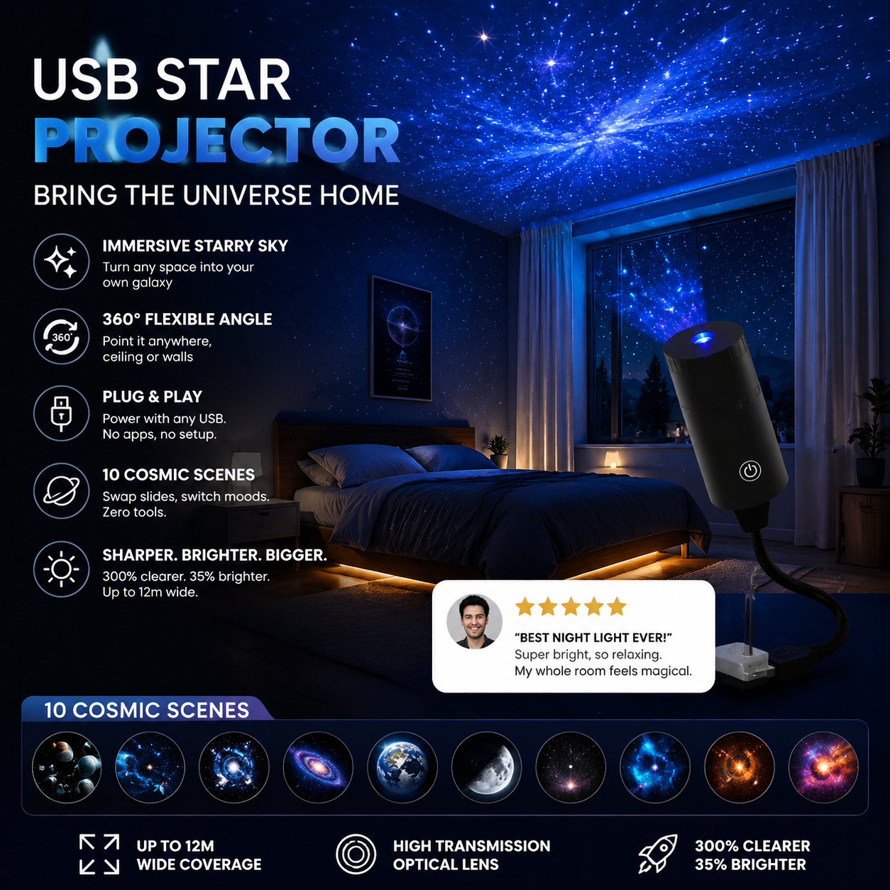 🌌✨ 50% RABATT! Plug-and-Play-HD-Sternprojektor – Über 50.000 zufriedene Nutzer – Verwandelt Dein Zimmer in eine magische Sternennacht 🌟
