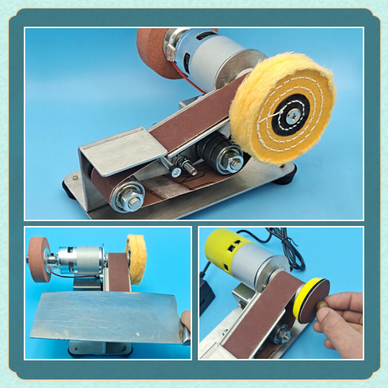 ⚙️🧰 50% RABATT! Mini-Elektrobandschleifer mit Schwabbelrädern – Kompakt, leise & vielseitig – Perfekt für Holzbearbeitung, Modellbau, Messerschärfen & Metallpolitur ✨