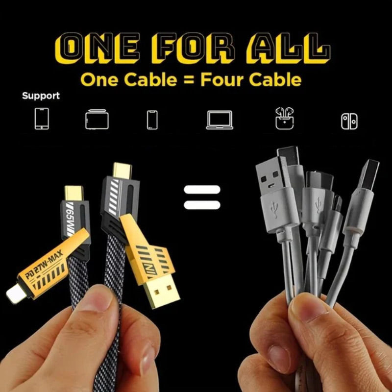 ⚡🔥 KAUFE 2, ERHALTE 1 GRATIS! 4-in-1 PD-Schnellladekabel – 27 W / 65 W – Universell für alle Geräte 😍