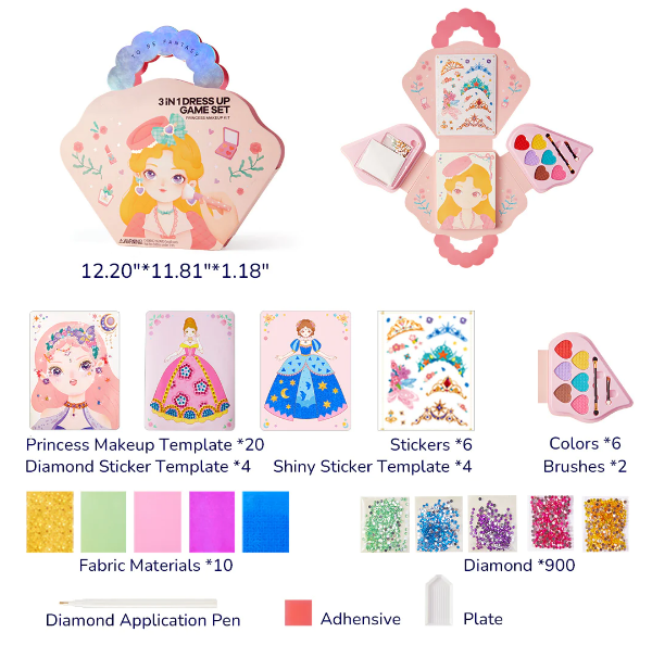 🔥Sonderangebot 50% Rabatt💝3-in-1-Spielset zum Ankleiden und Schminken einer Prinzessin💅